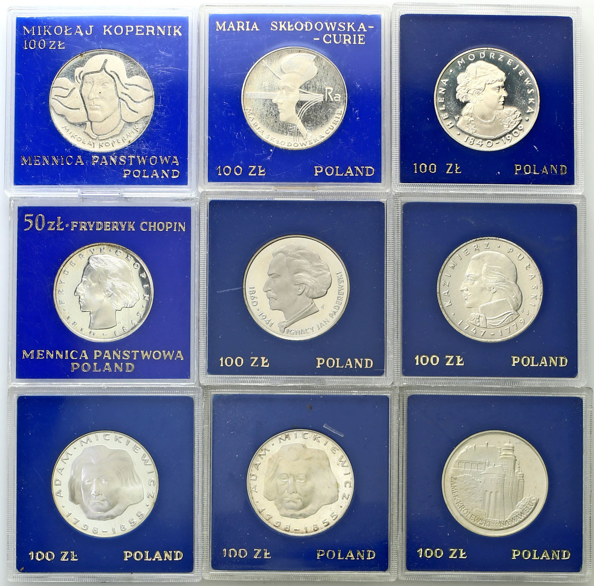 PRL. 50 - 100 złotych 1974 – 1981 - zestaw 9 monet
